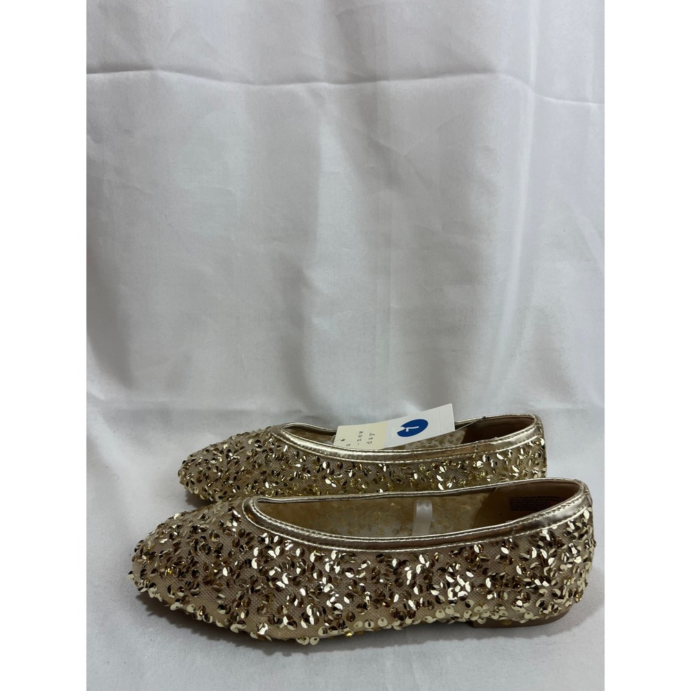 A New Day Womens Gold Sequin Ballet Flats Memory Foam Slip On Shoes Size 7 NEW